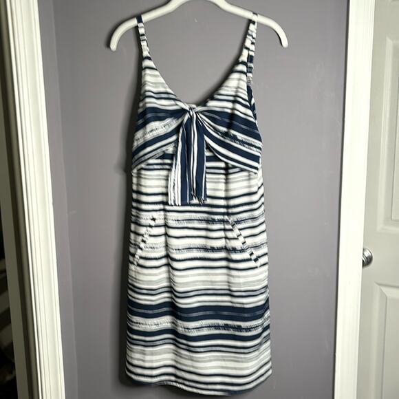 Cabi Blue and White Striped Spaghetti Strap Dress With Bow and Pockets Size S - Picture 11 of 11